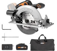 WORX Sega Circolare Brushless 20V PowerShare WX520 Include 1 Batteria 4Ah e Caricatore Motore Brushless Taglio a Lunetta Base in Alluminio Impugnatura Ergonomica