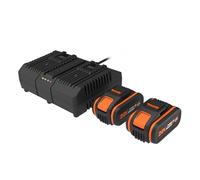 WORX WA3611 Kit 2 batterie 20 V 4 Ah e caricabatterie doppio 4 A | Set batteria agli ioni di litio con indicatore di carica, compatibile con tutti i prodotti WORX PowerShare