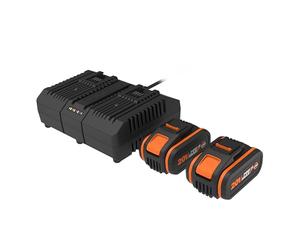 WORX WA3611 Kit 2 batterie 20 V 4 Ah e caricabatterie doppio 4 A | Set batteria agli ioni di litio con indicatore di carica, compatibile con tutti i prodotti WORX PowerShare