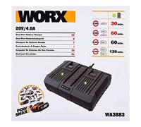 WORX WA3883 caricatore 20V doppio rapido da 2Ah + 2Ah -100W