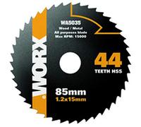 WORX WA5035 Lama HSS 44T,diam. 85mm. su legno, metallo, plastica per WORXSAW WX420/WX423/WX426/WX523/WX527