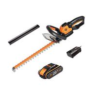Worx WG261E - Tagliasiepi a batteria 20 V, PowerShare, 2,0 Ah, lame doppie tagliate al laser da 44 cm, per tagli uniformi, vibrazioni ridotte, custodia protettiva, caricabatterie rapido da 1 ora, 18 V