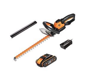 Worx WG261E - Tagliasiepi a batteria 20 V, PowerShare, 2,0 Ah, lame doppie tagliate al laser da 44 cm, per tagli uniformi, vibrazioni ridotte, custodia protettiva, caricabatterie rapido da 1 ora, 18 V