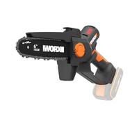 WORX WG327E.9 - Mini motosega a batteria, 20 V, lunghezza spada, 15 cm, motore brushless, cambio e tensione senza attrezzi, senza batteria e caricatore (compatto, leggero e cura degli arbusti)