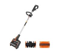 WORX WG441E.9 - Spazzola a batteria, 20 V, con 2 spazzole senza batteria e caricabatterie, colore: Nero/Arancione