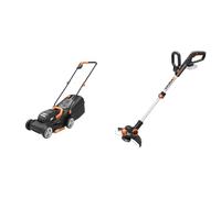 Worx WG730E - Tosaerba a batteria, 20 V, motore senza spazzole, larghezza di taglio 30 cm & WG163E.9 Decespugliatore Tagliabordi a Batteria, Diametro di Taglio 30 cm, 1 Filo 1,65 mm