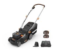 Worx WG737E - Tosaerba a batteria 40 V 37 cm, ideale per giardini di medie e grandi dimensioni (300-550㎡), include 2 batterie da 4,0 Ah e caricabatterie, tecnologia IntelliCut, pacciamatura e