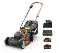 WORX WG743E Tosaerba a batteria 40V, 40cm larghezza di taglio | Rasaerba professionale con mulching, senza fili, per giardini fino a 500 m², 2 batterie e caricabatterie doppio inclusi