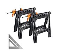Worx WX065.3 - Cavalletto per sega con morsetti e righello triangolare in metallo da 17,8 cm