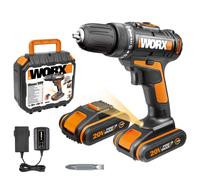 Worx WX101.1 -Trapano avvitatore a batteria, 20 V di potenza, per forare e avvitare, con 2 batterie agli ioni di litio, caricatore e valigetta