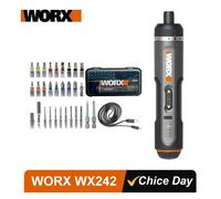 WORX WX242 Mini Set di cacciaviti elettrici Smart Cordless Cacciavite elettrico ricaricabile con 30 Bit Set di utensili per trapano elettrico