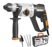 WORX WX339.3 Martello perforatore 3 in 1-800 W - 2,5 J - ⌀13 mm (0 - 5300 cpm, mandrino SDS, variatore di velocità, fornito con valigetta, maniglia, mandrino aggiuntivo, punte e scalpellino)