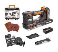 WORX WX820 Levigatrice 20 V con batteria 2 Ah e caricabatterie | 5 funzioni in 1: levigatrice rotorbitale, fine, di dettaglio, per profili e a dito, velocità variabile e polvere ridotta