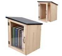 woshapce Piccolo kit per lo scambio di libri da esterno, in legno, con finestra, resistente alle intemperie, per quartiere, scuola, condivisione comunitaria (legno)