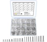 woshilaoDS 1000 PZ Micro Vit per Occhiali, Set di Viti Piccole, Mini Kit di Riparazione Vite a Testa Cilindrica a Testa Tonda per Orologio Laptop Elettronici, M1.6 M1.7 M2 M2.5 M3