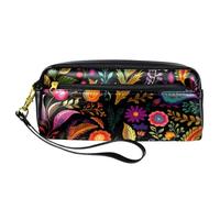 WOSHJIUK Astuccio estetico,astuccio per matite,Fiore Foglia Piuma Vintage,astuccio piccolo