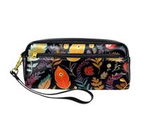 WOSHJIUK Astuccio estetico,astuccio per matite,Fiore Foglia Piuma Vintage,astuccio piccolo