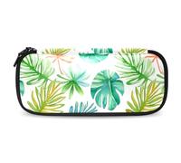 WOSHJIUK Astuccio estetico,astuccio per matite,Foglie di palme verdi tropicali,astuccio piccolo