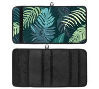 WOSHJIUK Astuccio estetico,astuccio per matite,foglie tropicali verde grigio,astuccio piccolo