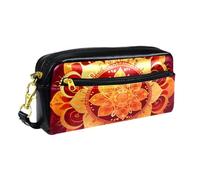 WOSHJIUK Astuccio estetico,astuccio per matite,Mandala etnico del fiore dell'annata,astuccio piccolo