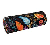 WOSHJIUK Astuccio per matite,astucci per matite,Fiore Foglia Piuma Vintage,astuccio per penne