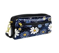 WOSHJIUK Astuccio per matite,astucci per matite,Fiori senza cuciture blu della margherita,astuccio per penne