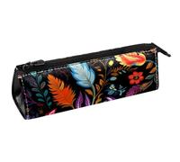 WOSHJIUK Astuccio per matite,astuccio piccolo,Fiore Foglia Piuma Vintage,astuccio per penne
