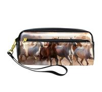 WOSHJIUK Astuccio per matite,astuccio piccolo,steppa del deserto del cavallo da corsa,astuccio per penne