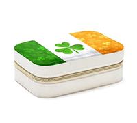 WOSHJIUK Portagioie da viaggio da donna,bandiera dell'irlanda e trifoglio,Scatole portagioie portatili per piccoli gioielli