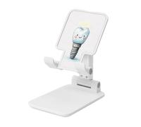 Woshuwo Acquerello Dente Sorridente Impianto Dentale Pieghevole Supporto per Cellulare Angolo Regolabile Altezza Desktop Portatile Cellulare Culla Compatibile Con Tutti Gli Smartphone Bianco Stile