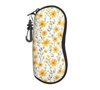 Woshuwo Acquerello Giallo Margherita E Fiore di Campo Portatile Occhiali Da Sole Caso Luce Occhiali Da Sole Borsa Occhiali Da