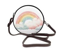 Woshuwo Acquerello pastello arcobaleno con nuvole morbide donne borse a tracolla rotonde in pelle borsa a tracolla borsa a tracolla