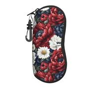 Woshuwo Acquerello Peonie Rosso Profondo Blu Bianco Portatile Occhiali Caso Luce Occhiali Da Sole Borsa Occhiali Da Sole Caso