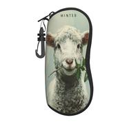 Woshuwo Agnello che tiene un rametto di menta fresca custodia per occhiali da sole portatile custodia per occhiali da sole leggera