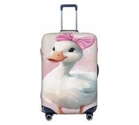 Woshuwo Anatra bianca con fiocco rosa sulla testa elastica da viaggio coperture antipolvere antigraffio valigia Protector Fit 22-24 pollici