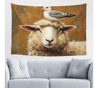 Woshuwo Arazzo da parete con pecore con un elegante gabbiano marino per camera da letto, soggiorno, dormitorio, moderno arazzo estetico per feste sfondo striscione 152 x 101 cm