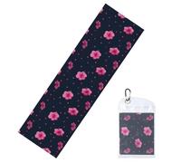 Woshuwo Asciugamani refrigeranti minimalisti rosa a pois con fiori di ibisco per collo e viso, 101,6 x 30,5 cm, asciugamano fresco per il sudore, morbido, traspirante, per sport, yoga, golf, palestra