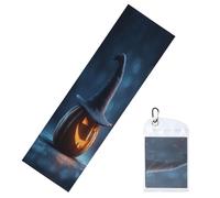 Woshuwo Asciugamani rinfrescanti per collo e viso, 101,6 x 30,5 cm, a forma di zucca spettrale di Halloween, con cappello da strega, morbido, traspirante, per sport, yoga, golf, palestra