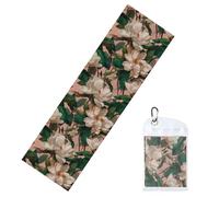 Woshuwo Asciugamani rinfrescanti per collo e viso, con magnolia bianca su rosa, 101,6 x 30,5 cm, asciugamano morbido traspirante per sport, yoga, golf, palestra