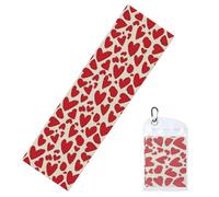 Woshuwo Asciugamani rinfrescanti per collo e viso, motivo a cuori rossi, 101,6 x 30,5 cm, morbidi e traspiranti, per sport, yoga, golf, palestra