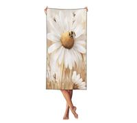 Woshuwo Asciugamano da spiaggia con margherite in stile vintage, 60 x 140 cm, leggero, ad asciugatura rapida, per le vacanze