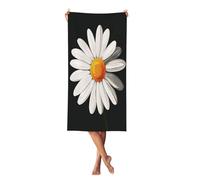Woshuwo Asciugamano da spiaggia minimalista con margherite bianche, 60 x 140 cm, telo mare leggero, ad asciugatura rapida, coperta per le vacanze