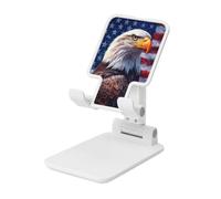 Woshuwo Bandiera americana e aquila pieghevole supporto per telefono cellulare ad angolo regolabile altezza desktop portatile culla per cellulare compatibile con tutti gli smartphone bianco stile