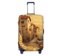 Woshuwo Beach Village of Old Country Cottages - Copertura elastica per valigie da viaggio, antipolvere, antigraffio, adatta per valigie da 56-61 cm