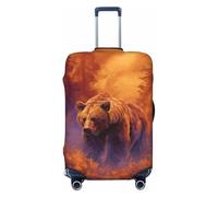 Woshuwo Bear Walking Through Fiery Forest - Copribagagli da viaggio elastico, antipolvere, antigraffio, adatto per valigie da 56-61 cm