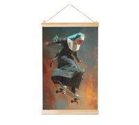 Woshuwo Bella suora che esegue skateboard, dipinto da appendere in lino, arte da parete per la casa, opera d'arte moderna, decorazione per fattoria, 40 x 60 cm