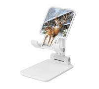 Woshuwo Bellissimo cervo natalizio pieghevole supporto per telefono cellulare regolabile in altezza desktop portatile culla compatibile con tutti gli smartphone bianco stile