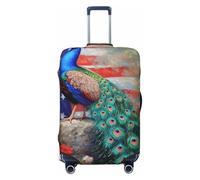 Woshuwo Bellissimo pavone bandiera americana fiori elastici da viaggio coperture antipolvere antigraffio valigia Protector Fit 22-24 pollici