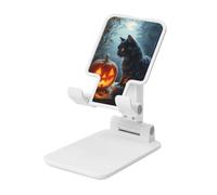 Woshuwo Black Cat Pumpkin Light Night Pieghevole Supporto per telefono cellulare ad angolo regolabile Altezza Desktop Portatile Cellulare Culla Compatibile con tutti gli Smartphone Bianco Stile