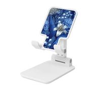 Woshuwo Blue White Lily Of The Valley Hydrangea Supporto per cellulare pieghevole ad angolo regolabile in altezza Supporto per cellulare portatile da tavolo compatibile con tutti gli smartphone bianco